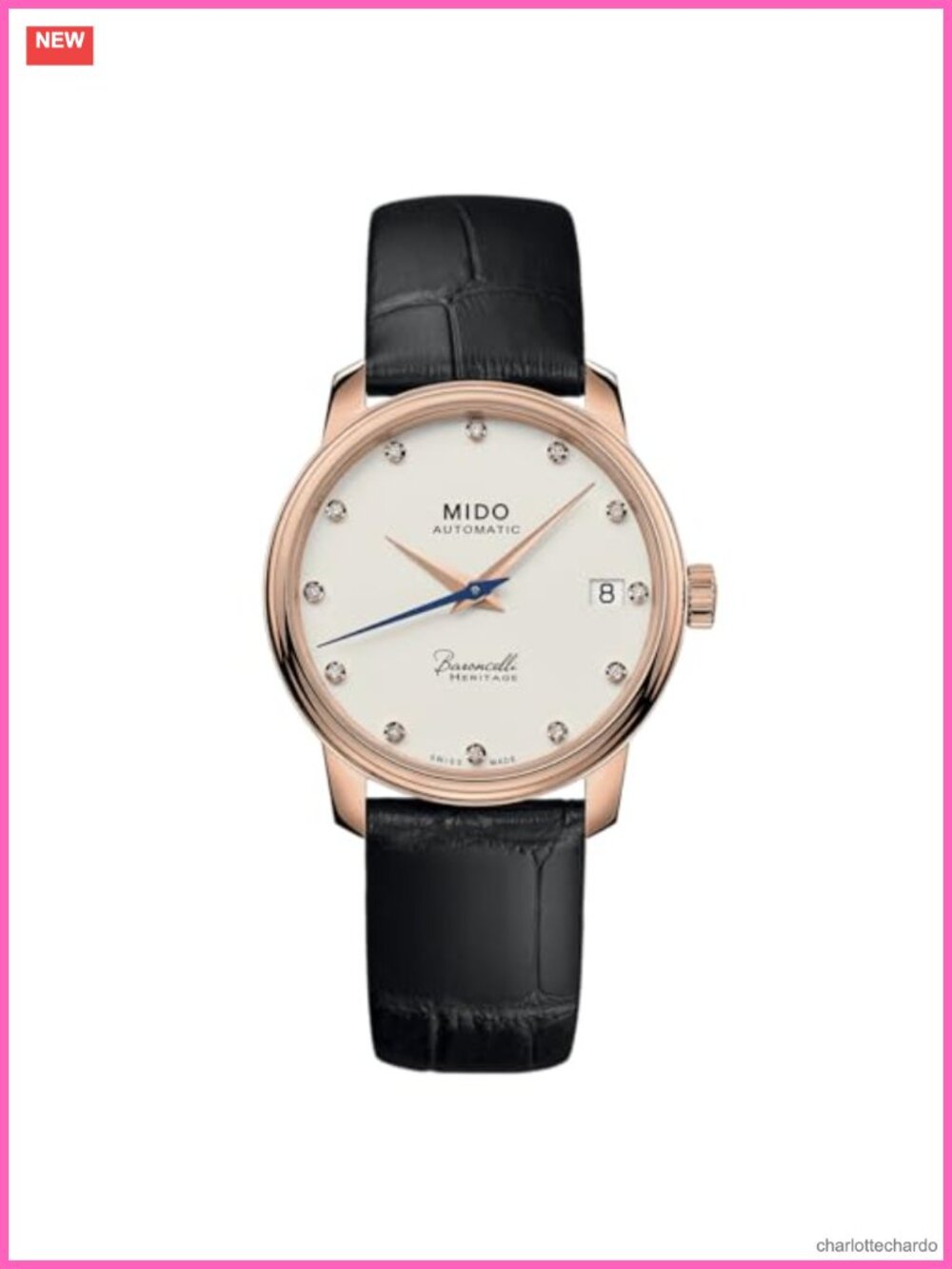 MIDO Baroncelli Heritage Lady Swiss Automatic Watch 33mm Sapphire Leather Strap